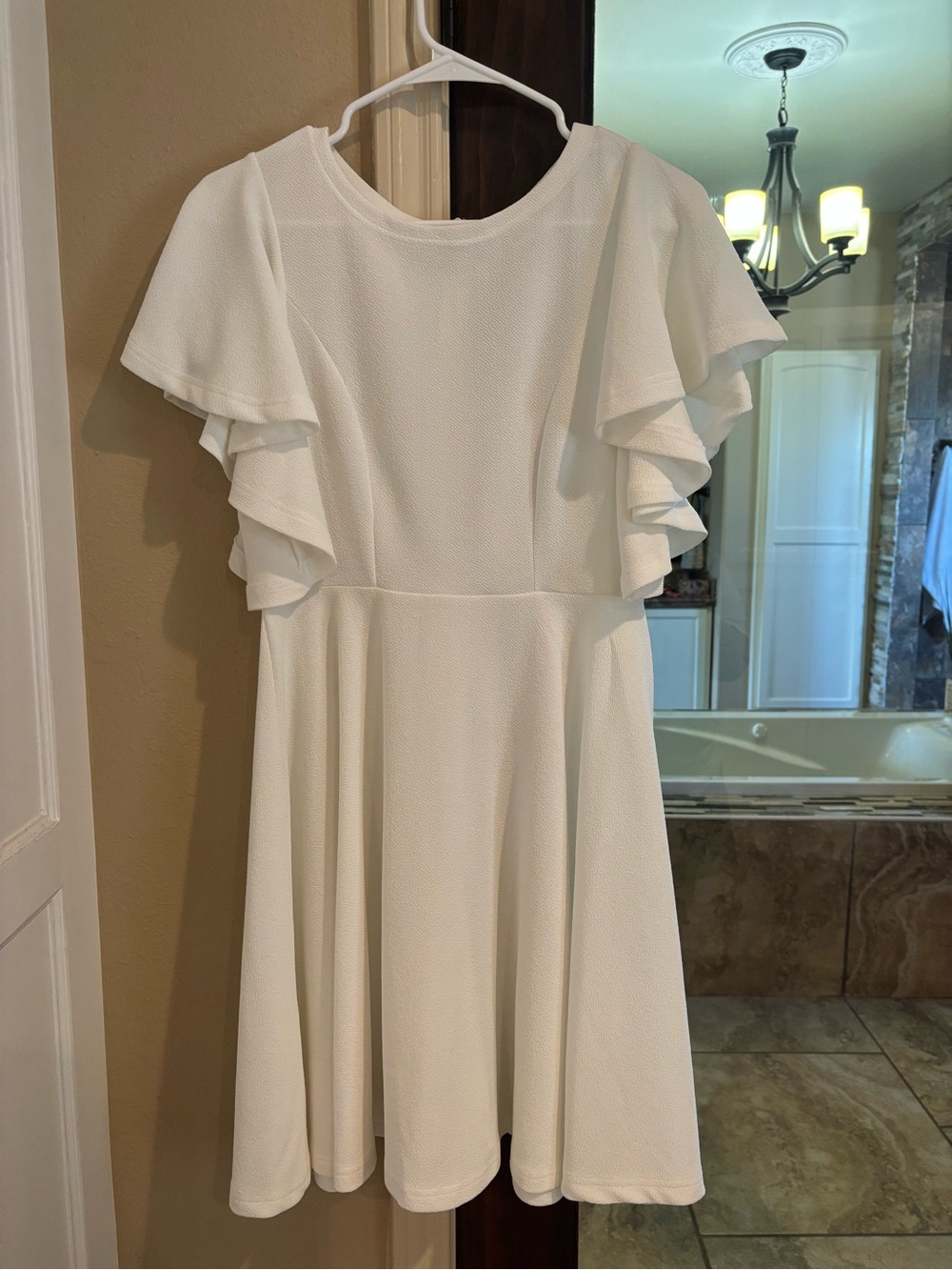 White Ruffle Sleeve Dress